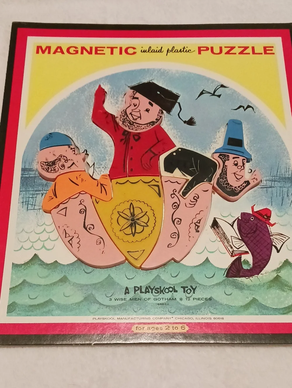 Here are 2 Magnetic Vintage Inlaid Plastic Puzzles. (Rooster and 3 Wise Men)